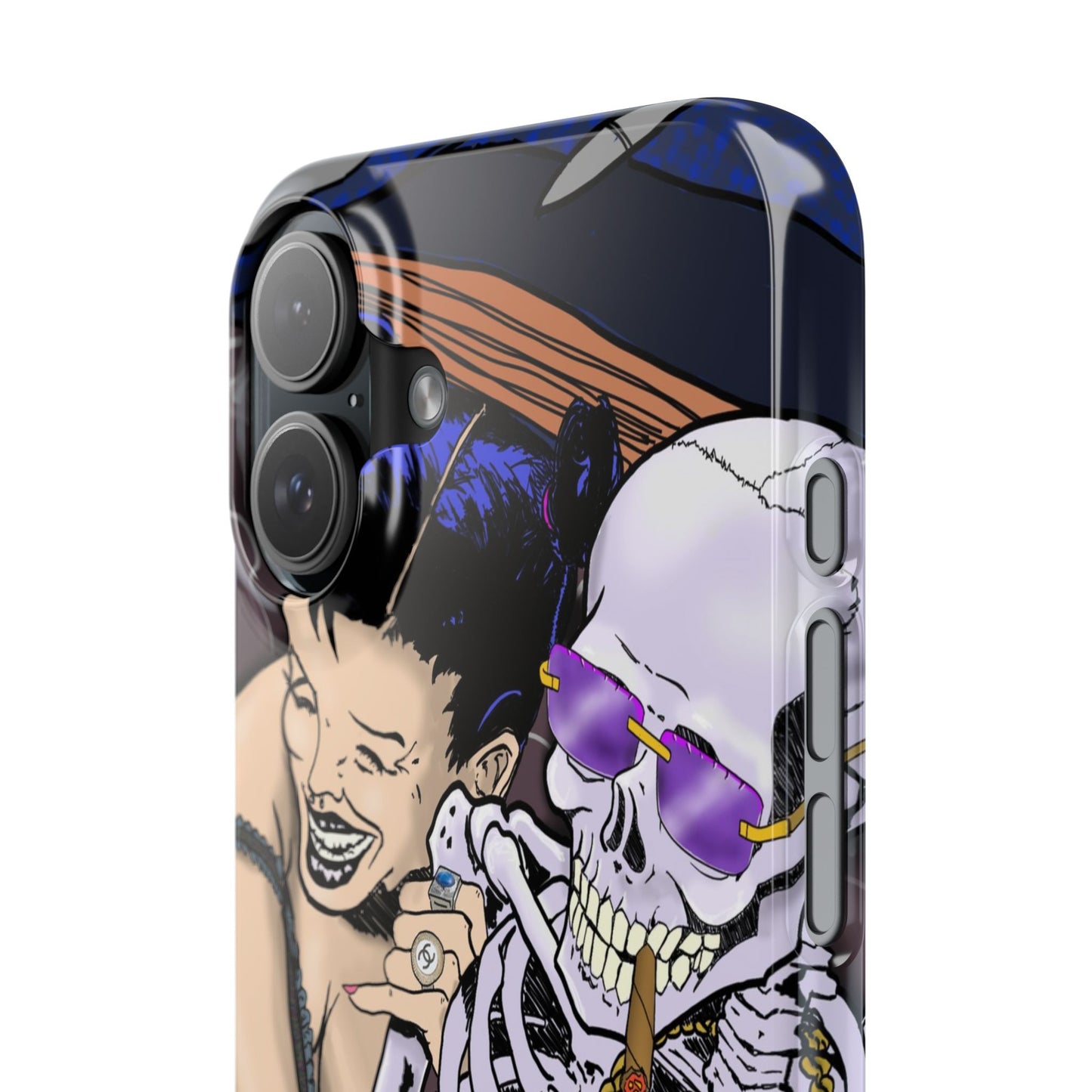 Edgy Slim Phone Case - Gothic Skeleton Design, Alternative Fashion Accessory, Unique Gift for Halloween, Birthday, Novelty Item