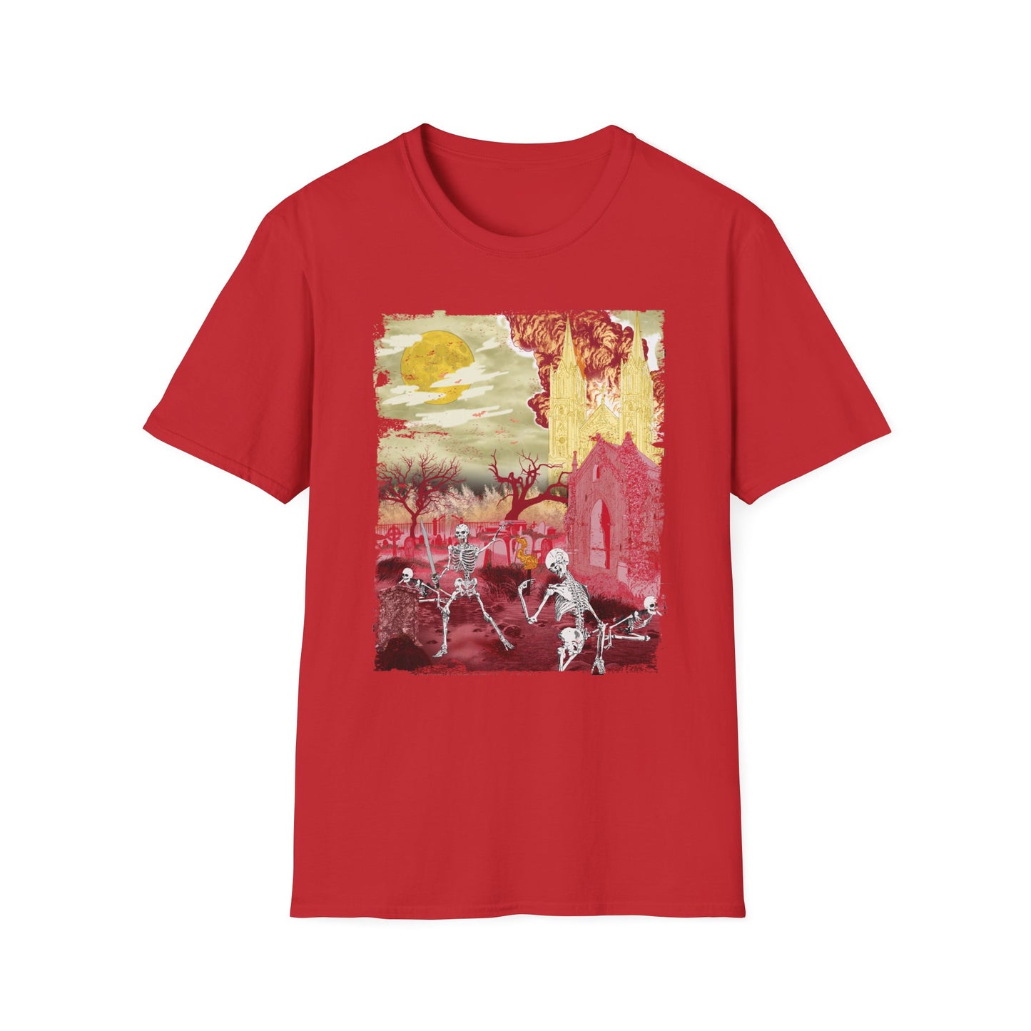 Spooky Skeleton Art T-Shirt, Halloween Apparel, Unisex Graphic Tee, Festival Wear, Unique Gift for Halloween Lovers, Graveyard aesthetic
