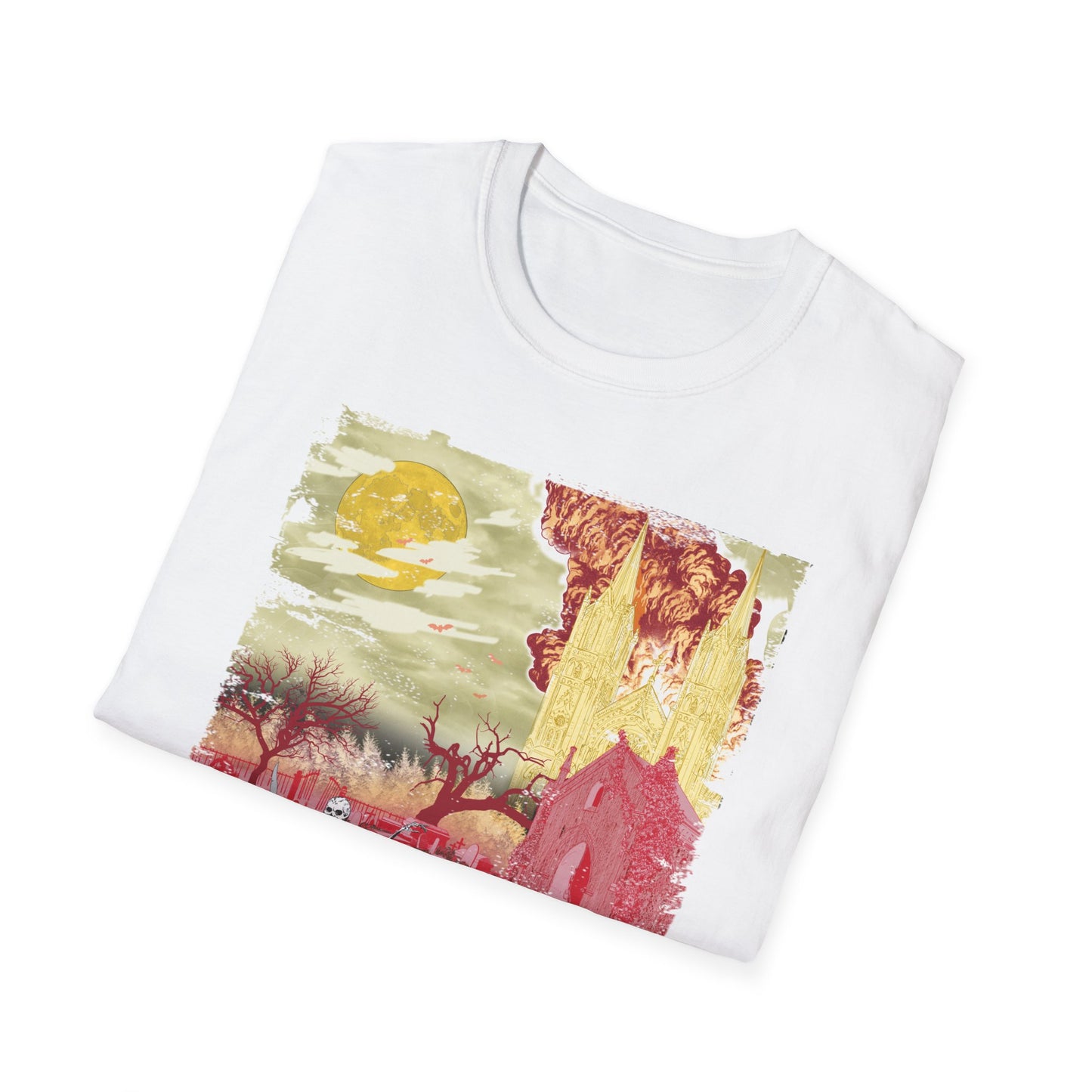 Spooky Skeleton Art T-Shirt, Halloween Apparel, Unisex Graphic Tee, Festival Wear, Unique Gift for Halloween Lovers, Graveyard aesthetic
