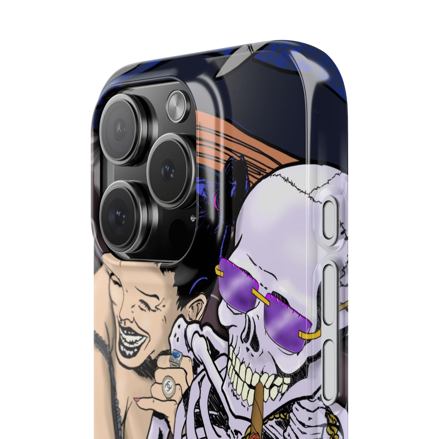 Edgy Slim Phone Case - Gothic Skeleton Design, Alternative Fashion Accessory, Unique Gift for Halloween, Birthday, Novelty Item