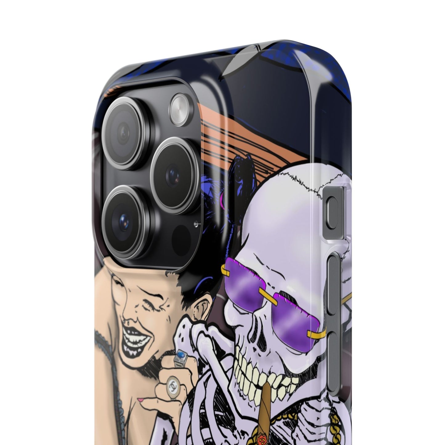 Edgy Slim Phone Case - Gothic Skeleton Design, Alternative Fashion Accessory, Unique Gift for Halloween, Birthday, Novelty Item