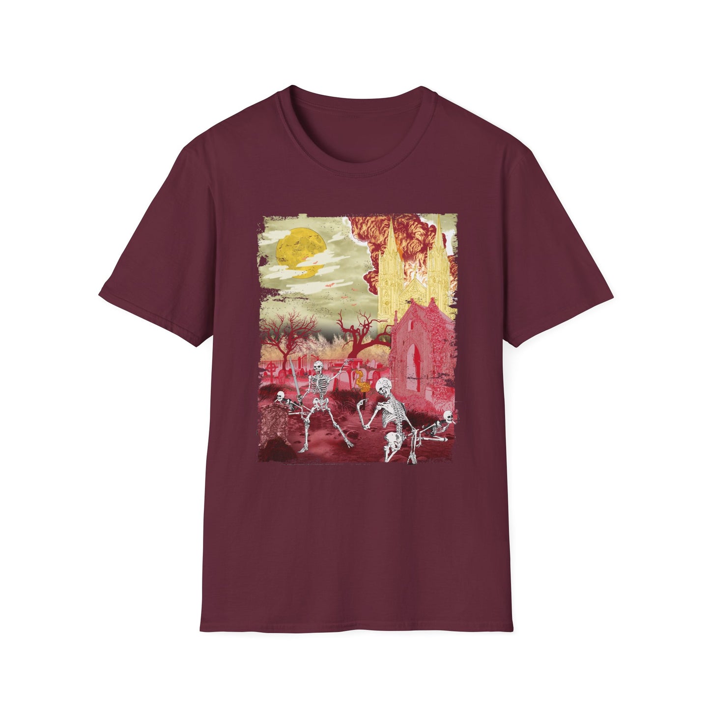 Spooky Skeleton Art T-Shirt, Halloween Apparel, Unisex Graphic Tee, Festival Wear, Unique Gift for Halloween Lovers, Graveyard aesthetic