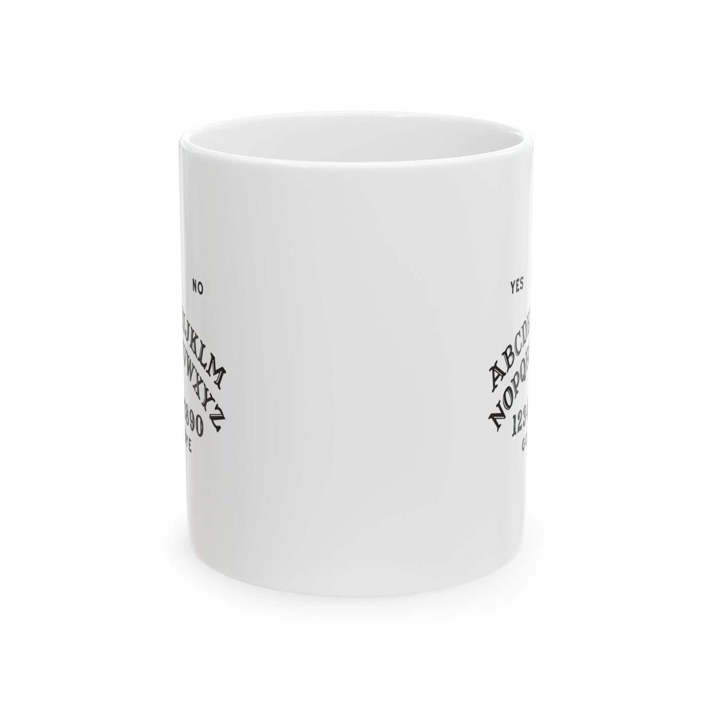 Ouija Stylish Ceramic Mug, Funny Coffee Cup, Gift for Friends, Customizable Drinkware, Unique Office Mug, Home Decor