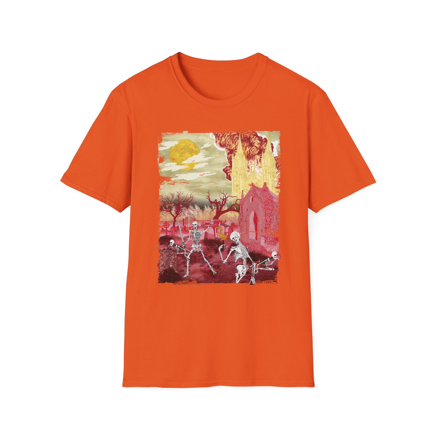 Spooky Skeleton Art T-Shirt, Halloween Apparel, Unisex Graphic Tee, Festival Wear, Unique Gift for Halloween Lovers, Graveyard aesthetic