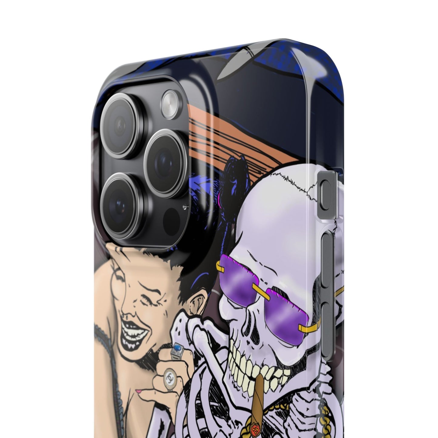Edgy Slim Phone Case - Gothic Skeleton Design, Alternative Fashion Accessory, Unique Gift for Halloween, Birthday, Novelty Item