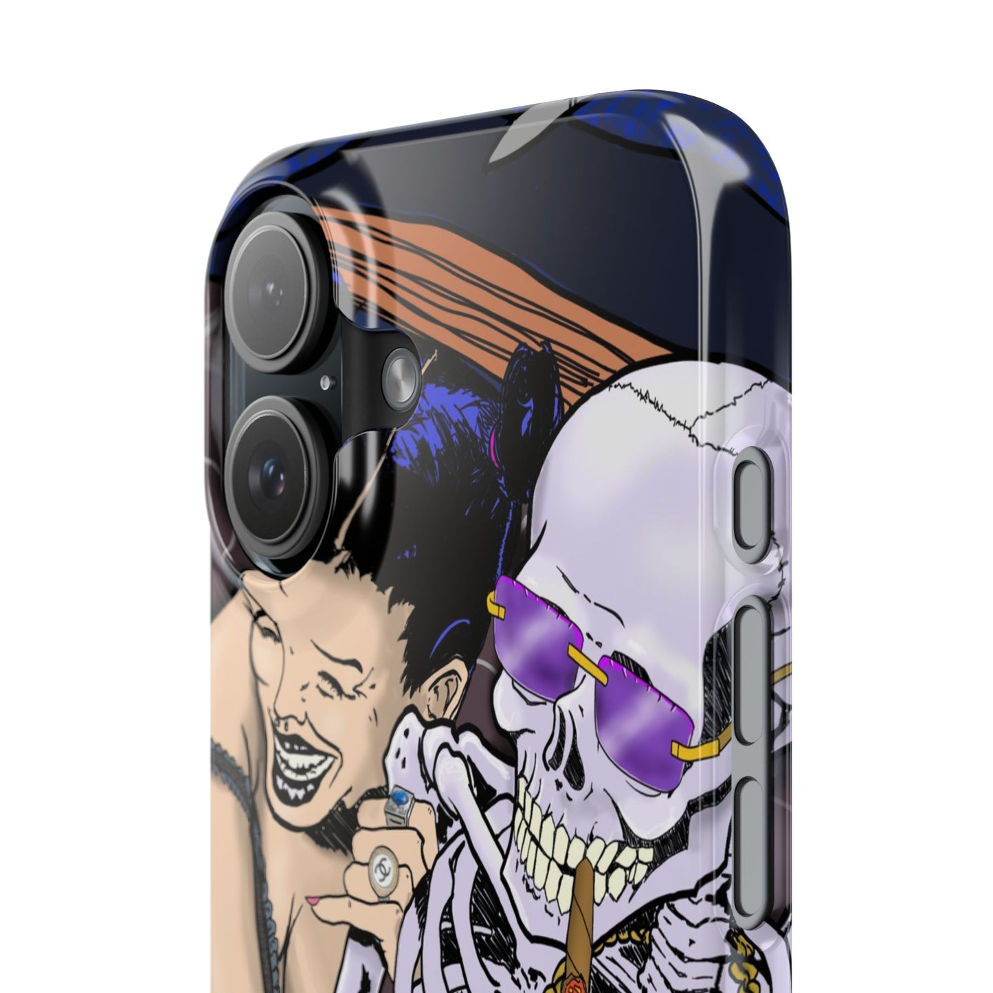 Edgy Slim Phone Case - Gothic Skeleton Design, Alternative Fashion Accessory, Unique Gift for Halloween, Birthday, Novelty Item