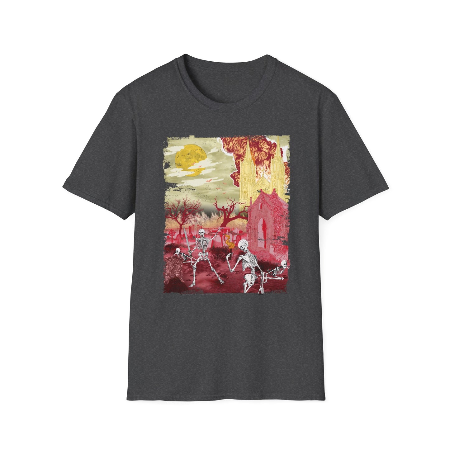 Spooky Skeleton Art T-Shirt, Halloween Apparel, Unisex Graphic Tee, Festival Wear, Unique Gift for Halloween Lovers, Graveyard aesthetic