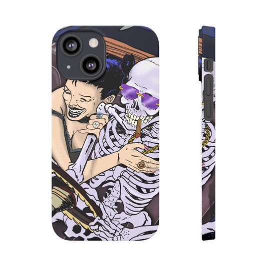 Edgy Slim Phone Case - Gothic Skeleton Design, Alternative Fashion Accessory, Unique Gift for Halloween, Birthday, Novelty Item