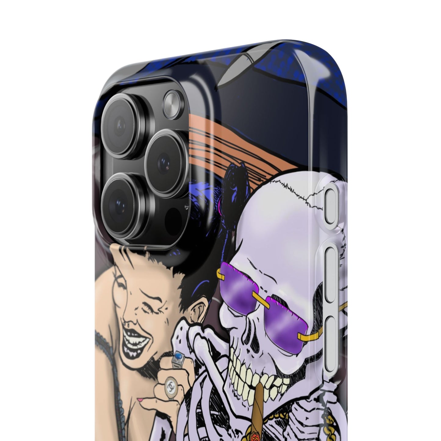 Edgy Slim Phone Case - Gothic Skeleton Design, Alternative Fashion Accessory, Unique Gift for Halloween, Birthday, Novelty Item