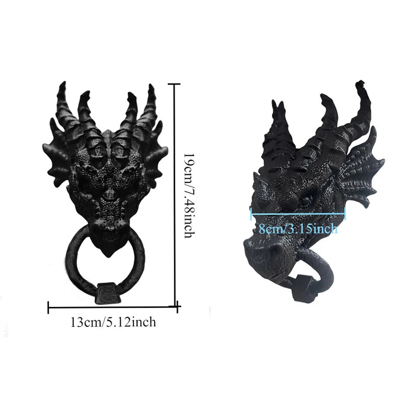 Gothic Dragon Head Door Knocker β Dark Fantasy Wall Decor for Home or Office | Heavy Resin Dragon Statue for Gothic & Medieval Home Aesthetic