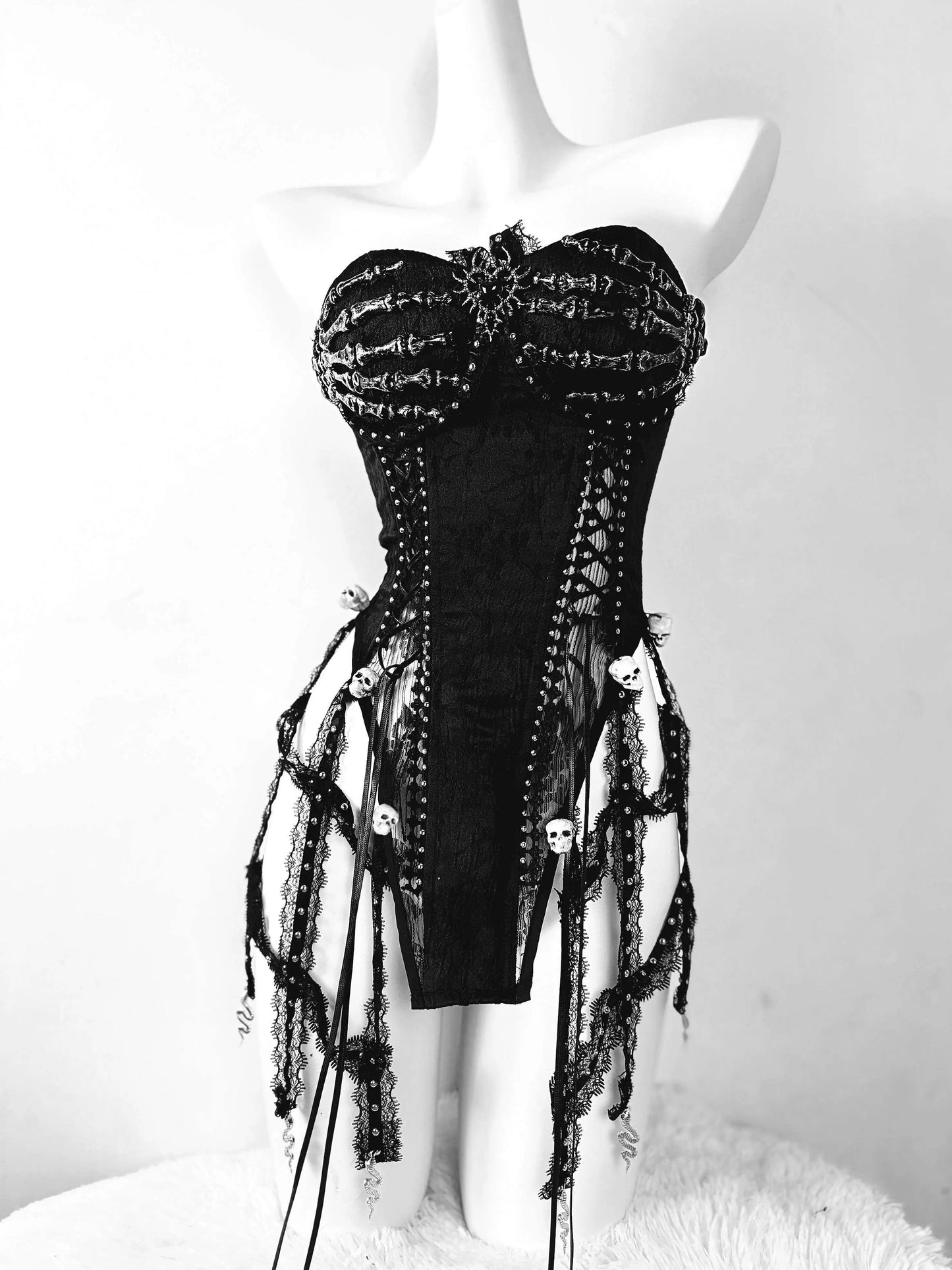 Industries Black Birdcage Body Harness β Handmade Gothic Strap Top | Adjustable Chest Cage Aesthetic for Alternative Fashion