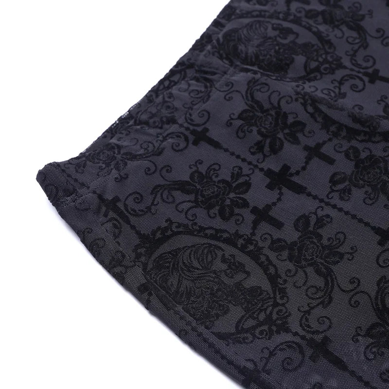 Gothic Mesh Flare Pants β Dark Vintage High-Waist Slim Trousers for Women | Grunge Punk Alt Clothing