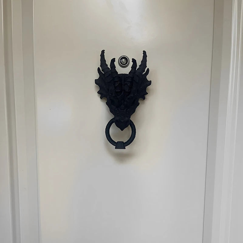 Gothic Dragon Head Door Knocker β Dark Fantasy Wall Decor for Home or Office | Heavy Resin Dragon Statue for Gothic & Medieval Home Aesthetic