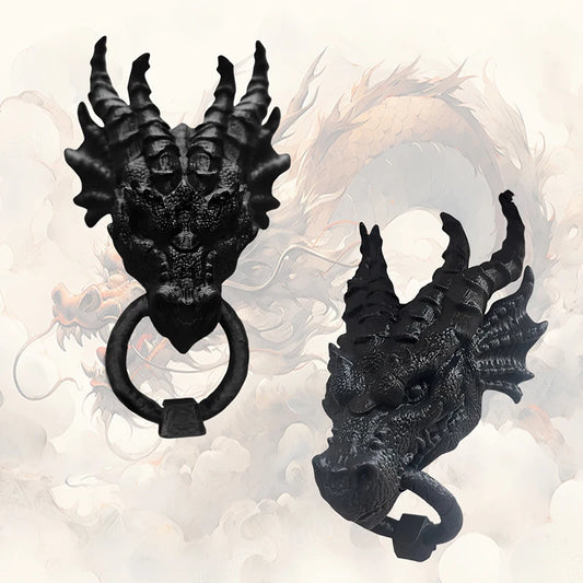 Gothic Dragon Head Door Knocker – Dark Fantasy Wall Decor for Home or Office | Heavy Resin Dragon Statue for Gothic & Medieval Home Aesthetic