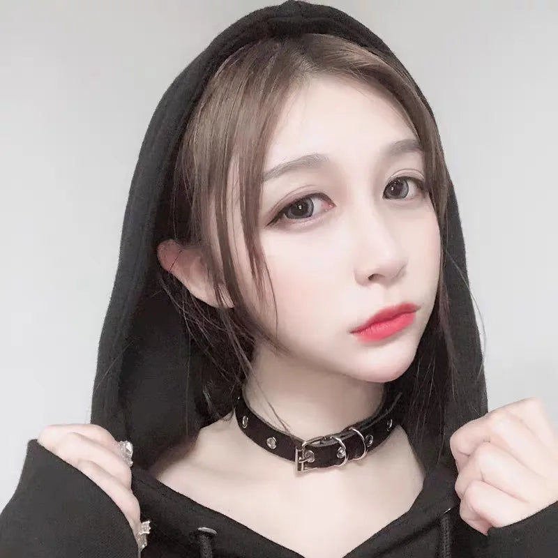 PU Leather Heart Choker Necklace β Gothic Punk Rock Collar | Harajuku Nightclub Cosplay Body Accessory for Women