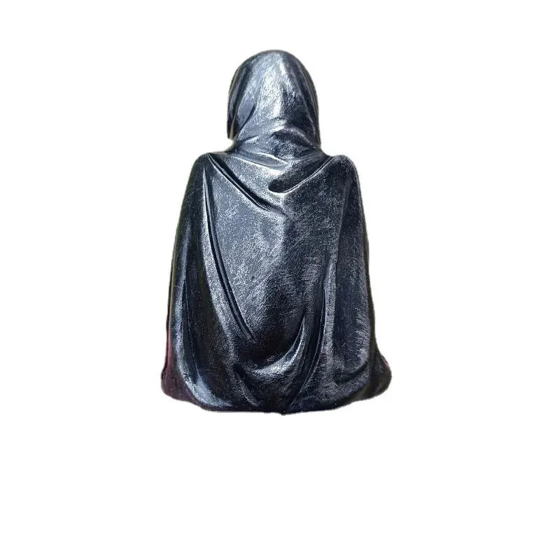 Gothic Dark Cloaked Figurine β Mysterious Black Robe Night Walker Resin Statue | Grim Reaper-Inspired Desktop Ornament, Spooky Halloween Home Decor