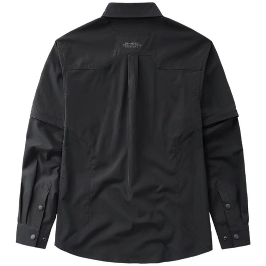 Men's Gothic Black Strap Shirt – Techwear Harajuku Button-Up with Shoulder Straps, Streetwear Oversized Top