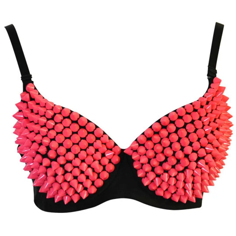 Gothic Silver Rivet Bralette β Punk Rave Push-Up Lingerie Top for Women | Sexy Clubwear Bra for Night Out & Party Looks