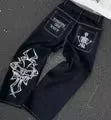 Men's Y2K Gothic Skeleton Print Oversized Jeans β Harajuku Wide-Leg Streetwear Pants, Hip Hop Rock Denim