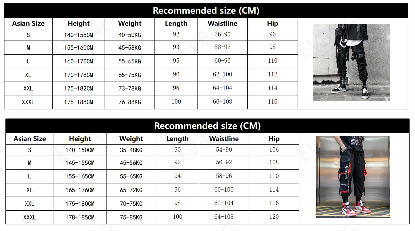 Men's Techwear Cargo Joggers β Streetwear Sweatpants with Contrast Pockets & Straps, Hip Hop Casual Trousers