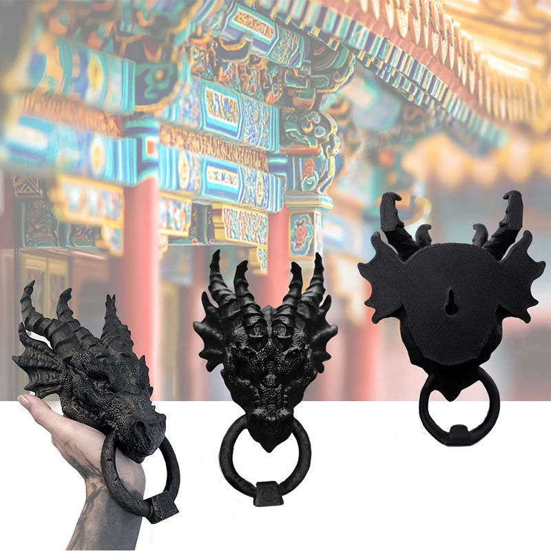 Gothic Dragon Head Door Knocker β Dark Fantasy Wall Decor for Home or Office | Heavy Resin Dragon Statue for Gothic & Medieval Home Aesthetic