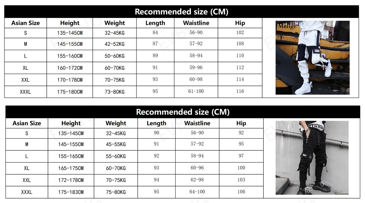 Men's Techwear Cargo Joggers β Streetwear Sweatpants with Contrast Pockets & Straps, Hip Hop Casual Trousers