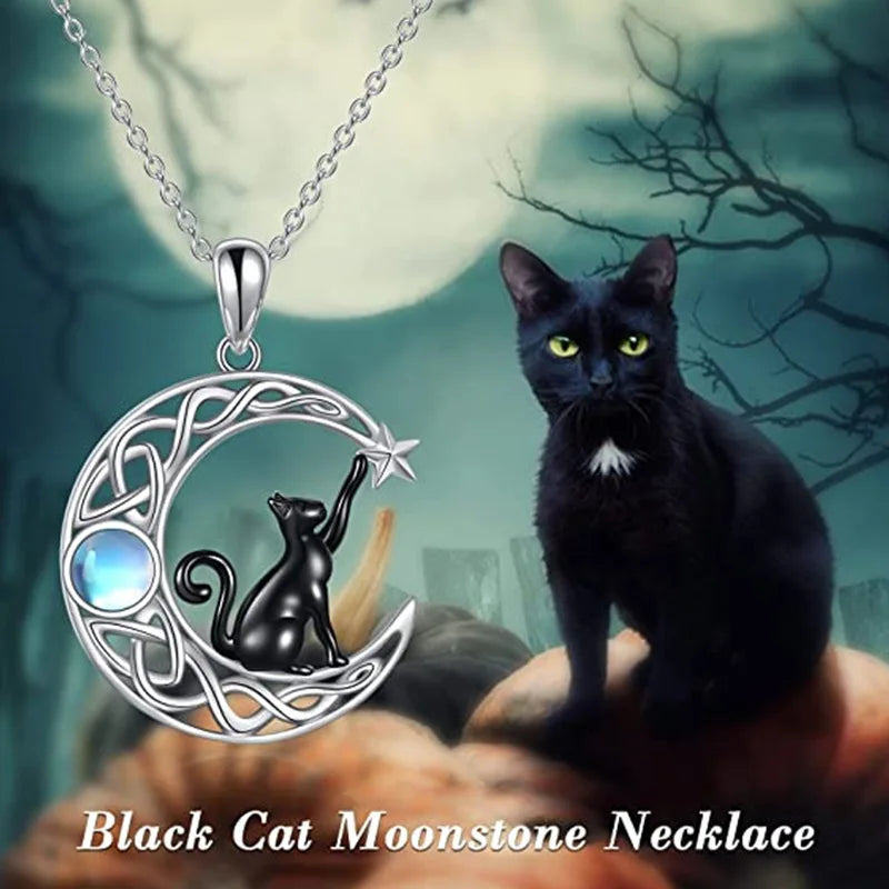 Gothic Cat Moonstone Choker Necklace β Colorful Rhinestone Pendant | Sparkling Fashion Jewelry for Women | '' Free Shipping ''