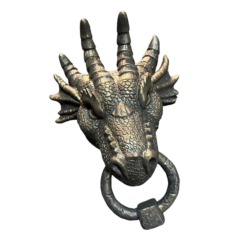 Gothic Dragon Head Door Knocker β Dark Fantasy Wall Decor for Home or Office | Heavy Resin Dragon Statue for Gothic & Medieval Home Aesthetic