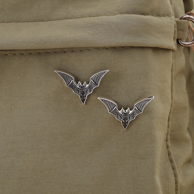2pcs Gothic Bat Enamel Pins β Punk Witch Brooch Set for Halloween | Spooky Collar Badges & Gift Jewelry | '' Free Shipping ''
