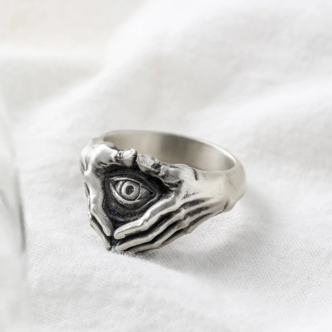 Gothic Guardian Eye & Hands Ring β Silver-Plated Unisex Open Ring | Retro Omnisight Copper Jewelry | '' Free Shipping ''