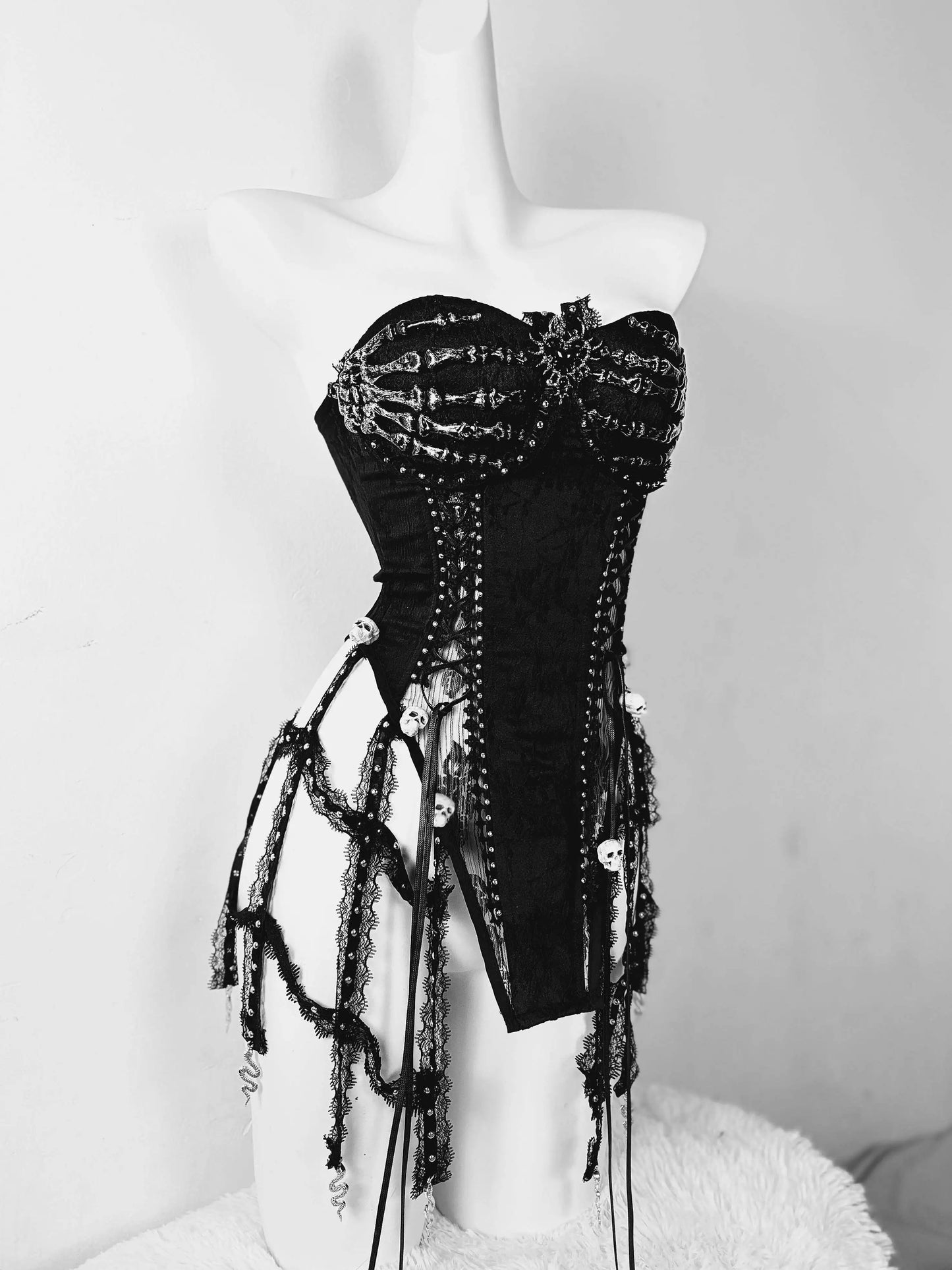 Industries Black Birdcage Body Harness β Handmade Gothic Strap Top | Adjustable Chest Cage Aesthetic for Alternative Fashion