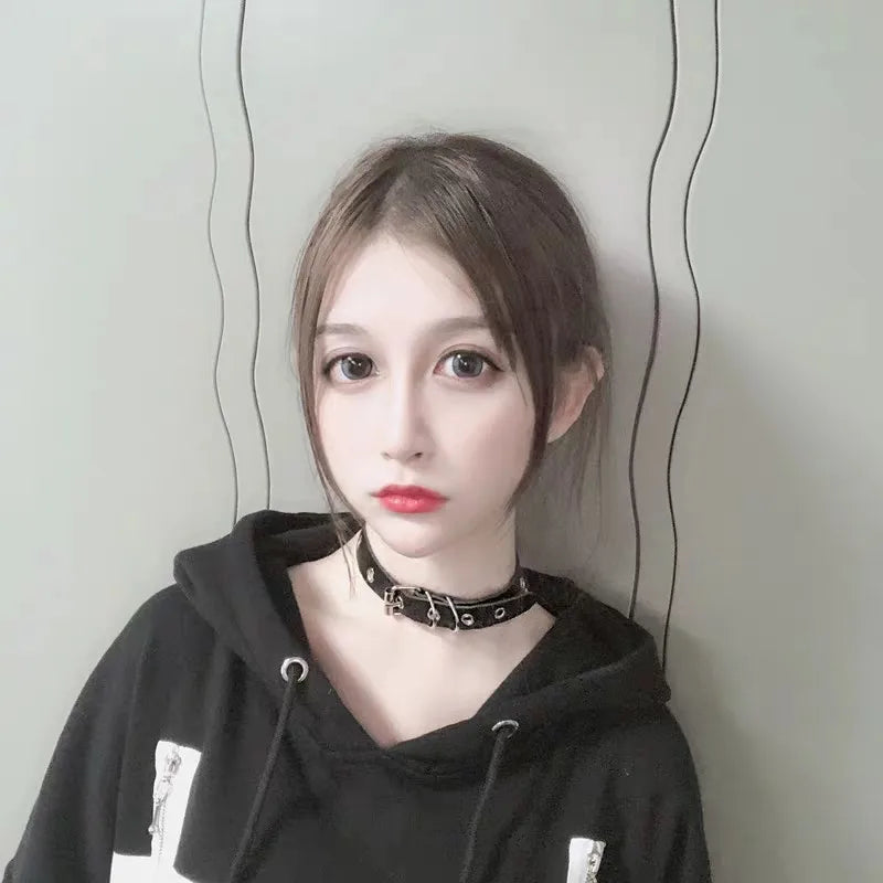 PU Leather Heart Choker Necklace β Gothic Punk Rock Collar | Harajuku Nightclub Cosplay Body Accessory for Women