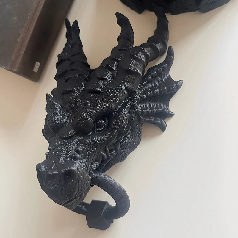 Gothic Dragon Head Door Knocker β Dark Fantasy Wall Decor for Home or Office | Heavy Resin Dragon Statue for Gothic & Medieval Home Aesthetic