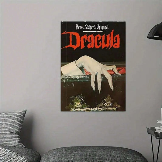 Dracula Vampire Hand Canvas Print – Gothic Horror Wall Art Poster for Living Room, Bathroom, or Halloween Decor