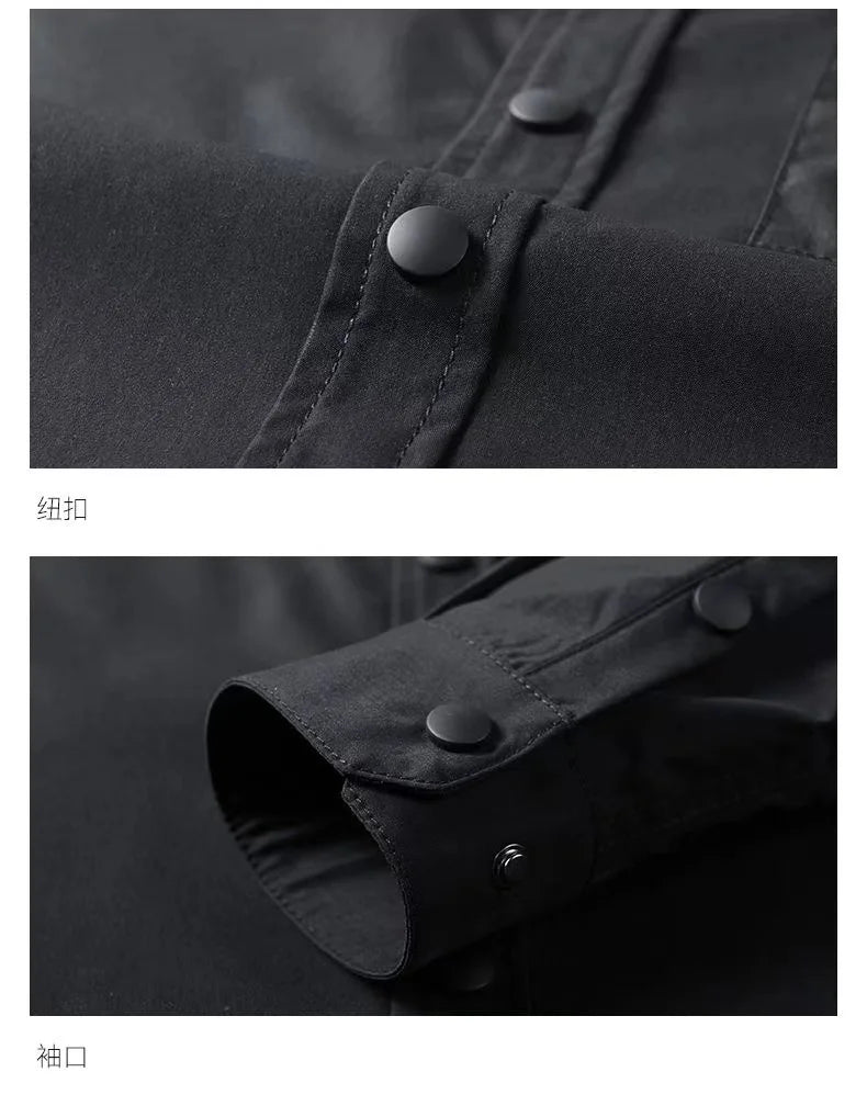 Men's Gothic Black Strap Shirt β Techwear Harajuku Button-Up with Shoulder Straps, Streetwear Oversized Top