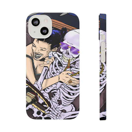Edgy Slim Phone Case - Gothic Skeleton Design, Alternative Fashion Accessory, Unique Gift for Halloween, Birthday, Novelty Item