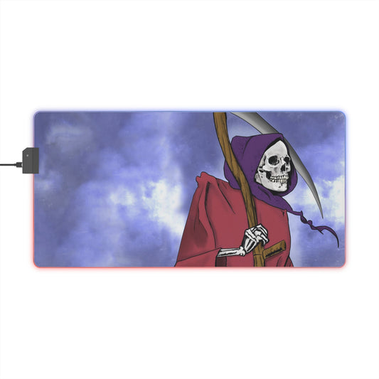 LED Gaming Mouse Pad with Grim Reaper Design, Computer Accessory for Gamers, Halloween Decor, RGB RGB Mousepad, horror