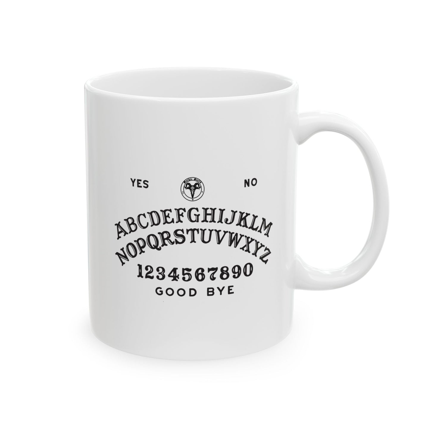 Ouija Stylish Ceramic Mug, Funny Coffee Cup, Gift for Friends, Customizable Drinkware, Unique Office Mug, Home Decor
