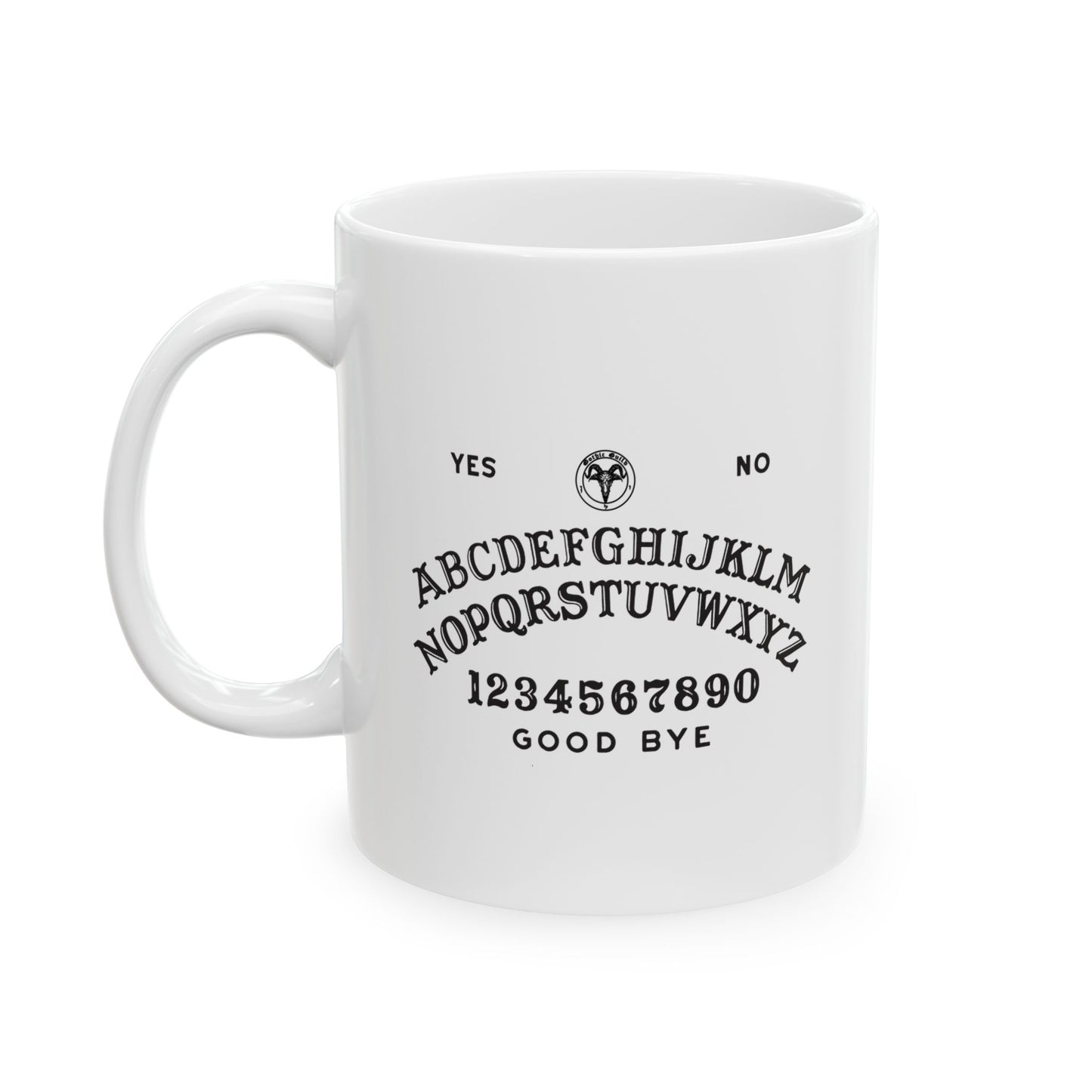 Ouija Stylish Ceramic Mug, Funny Coffee Cup, Gift for Friends, Customizable Drinkware, Unique Office Mug, Home Decor