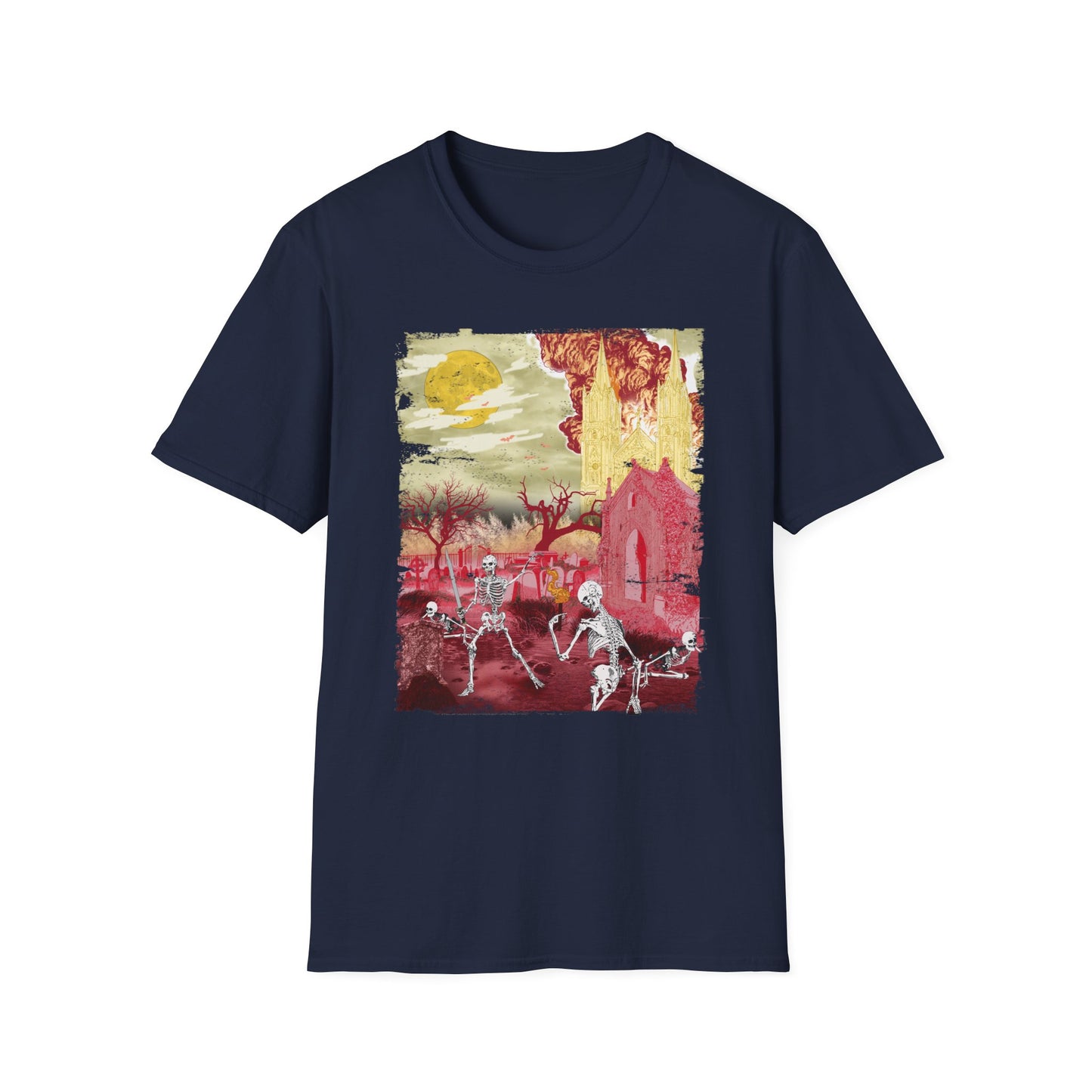 Spooky Skeleton Art T-Shirt, Halloween Apparel, Unisex Graphic Tee, Festival Wear, Unique Gift for Halloween Lovers, Graveyard aesthetic
