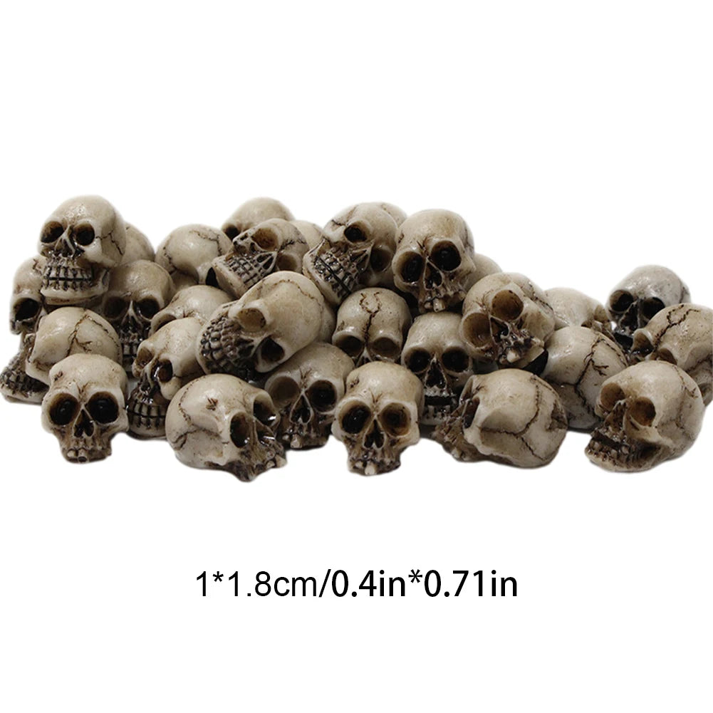 Mini Gothic Skull Set (20–60pcs) – Tiny Skeleton Heads for Halloween, Garden Decor, Witchcraft Crafts, Terrarium, Potted Plant Accessories