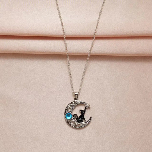 Gothic Cat Moonstone Choker Necklace – Colorful Rhinestone Pendant | Sparkling Fashion Jewelry for Women | '' Free Shipping ''