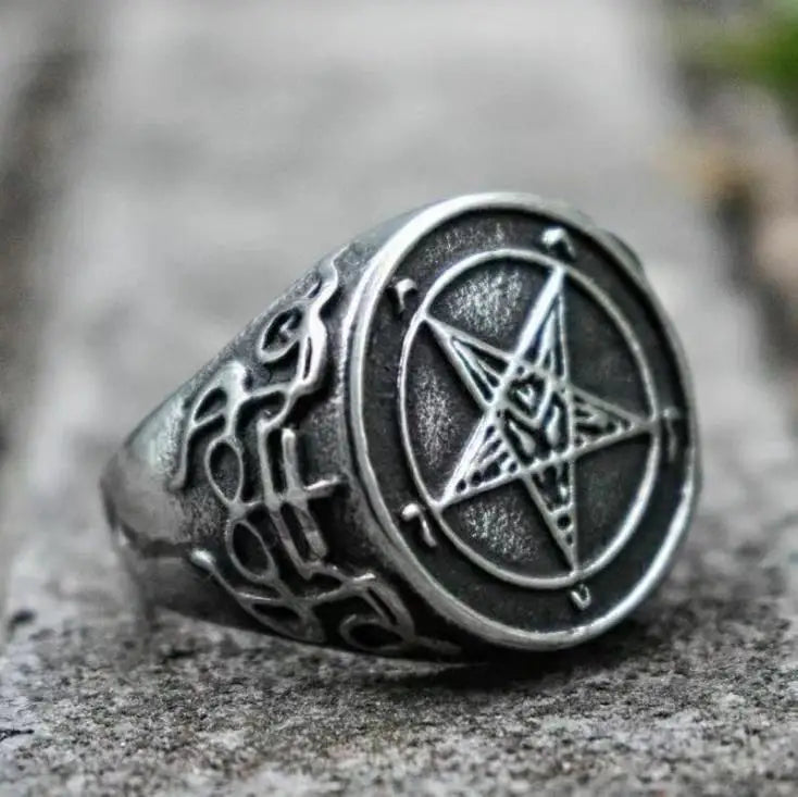 Baphomet Seal Ring – Gothic Satanic Pentagram Ring | Dark Occult Jewelry | '' Free Shipping ''