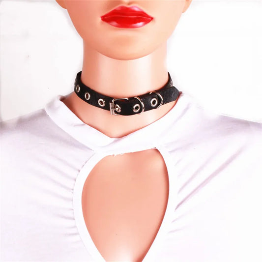 PU Leather Heart Choker Necklace – Gothic Punk Rock Collar | Harajuku Nightclub Cosplay Body Accessory for Women