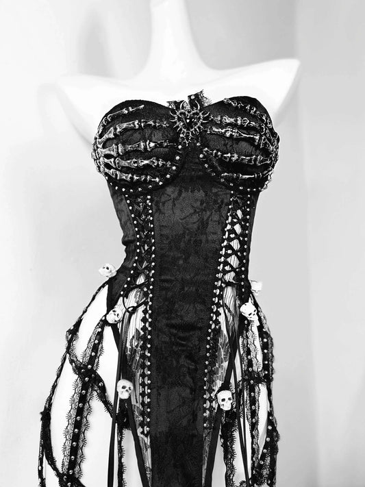 Industries Black Birdcage Body Harness – Handmade Gothic Strap Top | Adjustable Chest Cage Aesthetic for Alternative Fashion