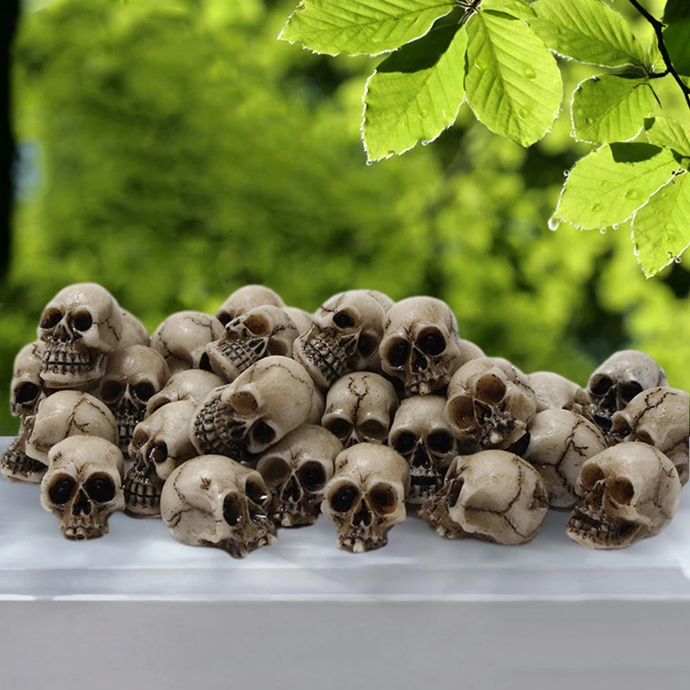 Mini Gothic Skull Set (20–60pcs) – Tiny Skeleton Heads for Halloween, Garden Decor, Witchcraft Crafts, Terrarium, Potted Plant Accessories