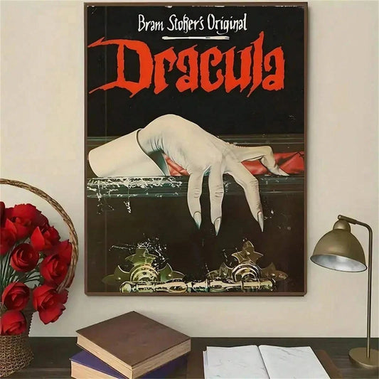 Dracula Vampire Hand Canvas Print – Gothic Horror Wall Art Poster for Living Room, Bathroom, or Halloween Decor